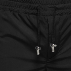 Pre Owned Balmain Black Synthetic Zipper Detail Jogger Trousers M