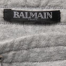 Pre Owned Balmain Grey Cotton Denim Inserts Jogger Pants S