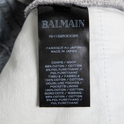 Pre Owned Balmain Grey Cotton Denim Inserts Jogger Pants S