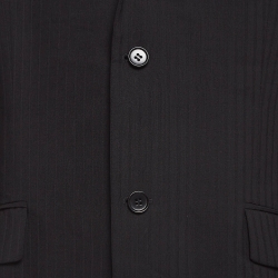 Balmain Vintage Black Striped Wool Suit M