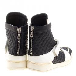 Balmain Monochrome Quilted Leather High Top Sneakers Size 45