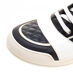 Balmain Monochrome Quilted Leather High Top Sneakers Size 45