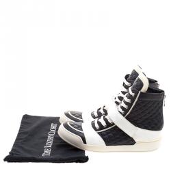 Balmain Monochrome Quilted Leather High Top Sneakers Size 45