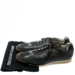 Balmain Grey Perforated Leather And Suede Lace Up Sneakers Size 42