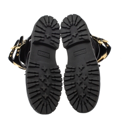Balmain Black Velvet Eagle Combat Boots Size 41