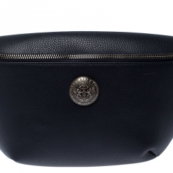 Pre Owned Balmain Navy Blue Leather Belt Bag