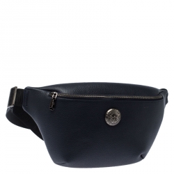 Pre Owned Balmain Navy Blue Leather Belt Bag