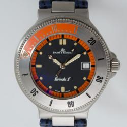 Pre Owned Baume & Mercier Formula S Orange Toned Bezel Unisex Wristwatch