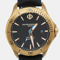 Pre Owned Baume & Mercier Black Bronze Aluminium Calfskin Clifton Club 10500 Men's Wristwatch 42 mm