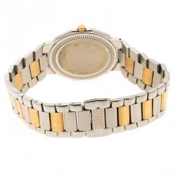 Pre Owned Baume and Mercier Mother of Pearl Stainless Steel and Yellow Gold Riviera Men's Wristwatch 34 mm