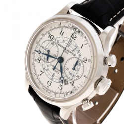 Pre Owned Baume & Mercier White Stainless Steel Capeland Flyback M0A10006 Men's Wristwatch 44 mm