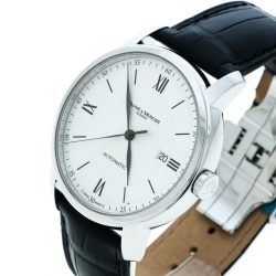 Pre Owned Baume And Mercier Silver White Stainless Steel Classima 65679 Men's Wristwatch 42 mm