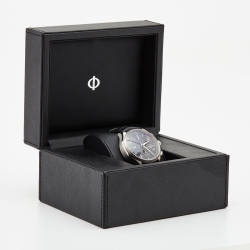 Pre Owned Baume & Mercier Black Stainless Steel Leather Clifton A10211 Men's Wristwatch 43 mm 