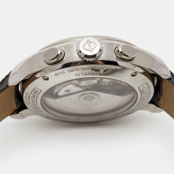 Pre Owned Baume & Mercier Black Stainless Steel Leather Clifton A10211 Men's Wristwatch 43 mm 