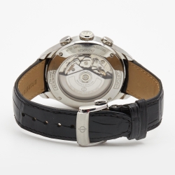 Pre Owned Baume & Mercier Black Stainless Steel Leather Clifton A10211 Men's Wristwatch 43 mm 