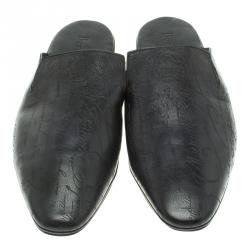 Berluti Black Leather Cyrus Slides Size 45
