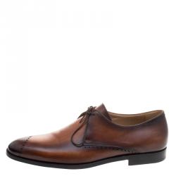 Pre Owned Berluti Brown Ombrè Brogue Leather Lace Up Derby Size 43.5