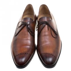 Pre Owned Berluti Brown Ombrè Brogue Leather Lace Up Derby Size 43.5