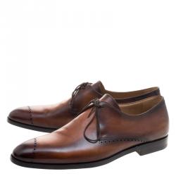 Pre Owned Berluti Brown Ombrè Brogue Leather Lace Up Derby Size 43.5