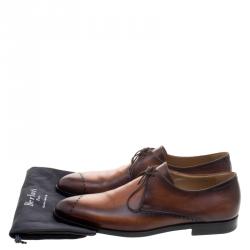Pre Owned Berluti Brown Ombrè Brogue Leather Lace Up Derby Size 43.5