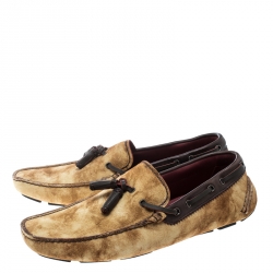 Pre Owned Berluti Beige Shaded Suede Loafers Size 43.5