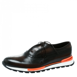 Pre Owned Berluti Brown Leather Fast Track Brogue Sneakers Size 44