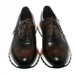 Pre Owned Berluti Brown Leather Fast Track Brogue Sneakers Size 44