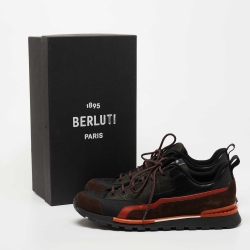 Berluti Multicolor Suede and Leather Low Top Sneakers Size 44.5