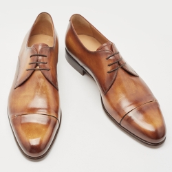 Berluti Brown Leather Lace Up Oxfords Size 41.5