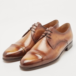 Berluti Brown Leather Lace Up Oxfords Size 41.5