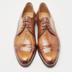 Berluti Brown Leather Lace Up Oxfords Size 41.5