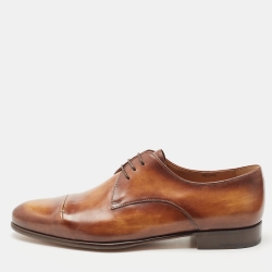 Berluti Brown Leather Lace Up Oxfords Size 41.5
