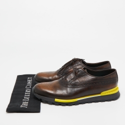 Pre Owned Berluti Brown Brogue Leather Lace Up Oxford Sneakers Size 41.5