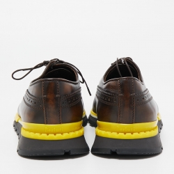 Pre Owned Berluti Brown Brogue Leather Lace Up Oxford Sneakers Size 41.5