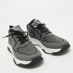 Pre Owned Berluti Grey Knit Fabric and Leather Shadow Sneakers Size 40