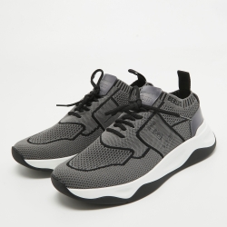 Pre Owned Berluti Grey Knit Fabric and Leather Shadow Sneakers Size 40