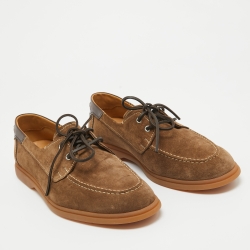 Berluti Brown Suede Lace Up Loafers Size 44