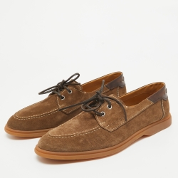 Berluti Brown Suede Lace Up Loafers Size 44