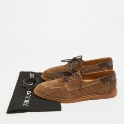 Berluti Brown Suede Lace Up Loafers Size 44
