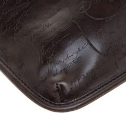 Pre Owned Berluti Brown Engraved Leather Messenger Bag