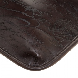 Pre Owned Berluti Brown Engraved Leather Messenger Bag
