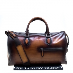 Berluti Two Tone Brown Leather Jour Off Travel Bag