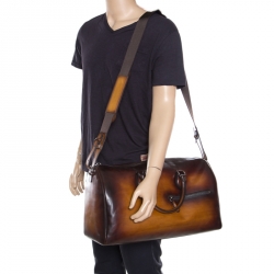Berluti Two Tone Brown Leather Jour Off Travel Bag