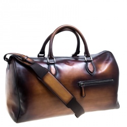 Berluti Two Tone Brown Leather Jour Off Travel Bag