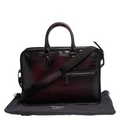 Pre Owned Berluti Burgundy Ombre Leather Un Jour Venezia Briefcase