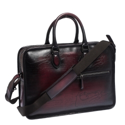 Pre Owned Berluti Burgundy Ombre Leather Un Jour Venezia Briefcase