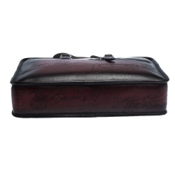 Pre Owned Berluti Burgundy Ombre Leather Un Jour Venezia Briefcase