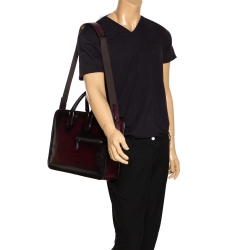 Pre Owned Berluti Burgundy Ombre Leather Un Jour Venezia Briefcase