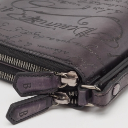 Berluti Black Leather Tali Scritto Double Zip Wallet