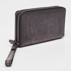 Berluti Black Leather Tali Scritto Double Zip Wallet